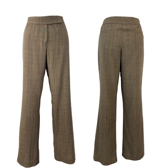 ELIE TAHARI Wool Blend Plaid Flare Leg Mid Rise Classic Trousers Pants Brown | 6 - Picture 1 of 10